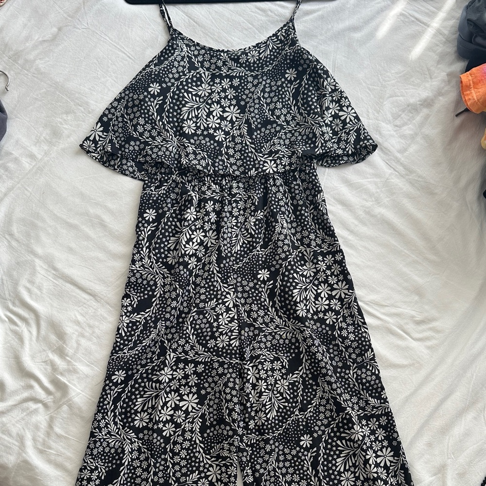 Floral Black and White Women's Dress